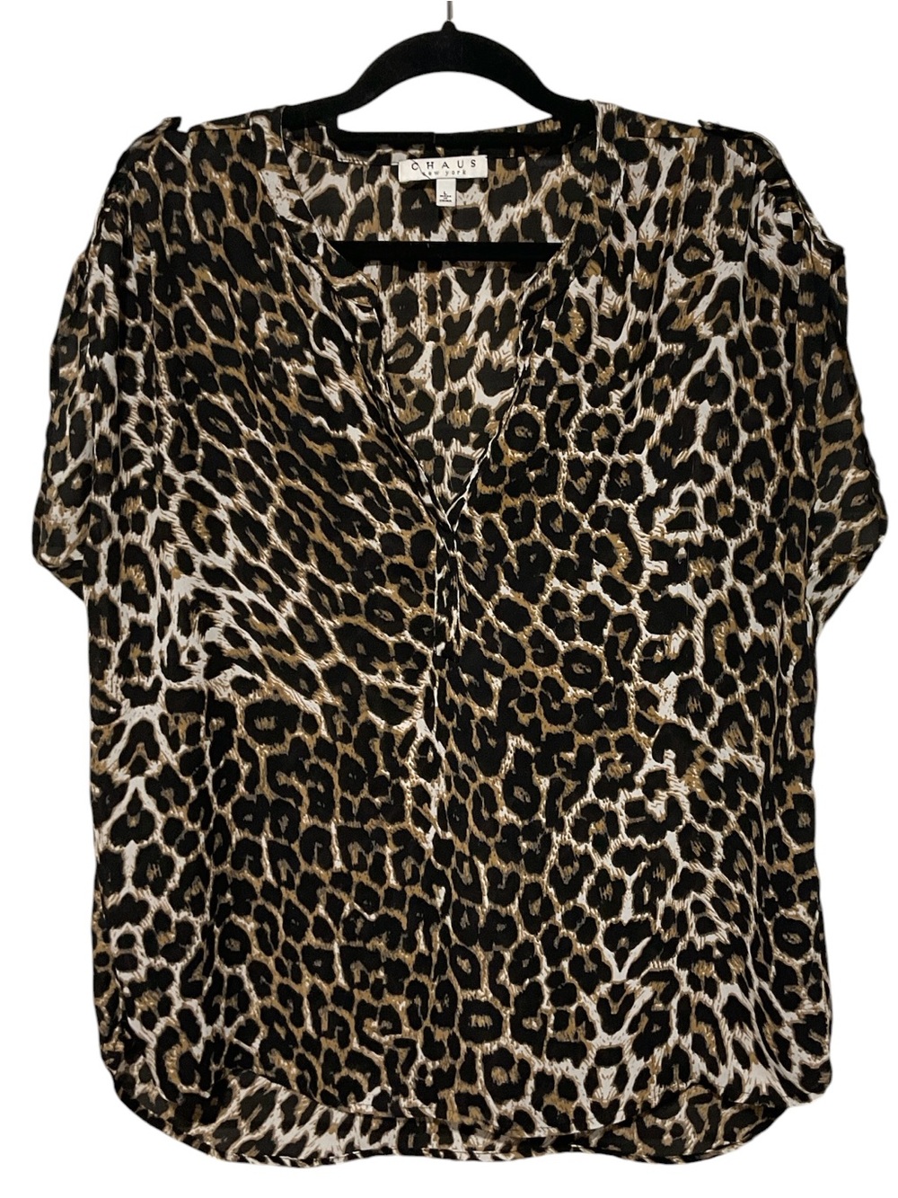 Chaus New York Leopard Print Blouse – Size Large